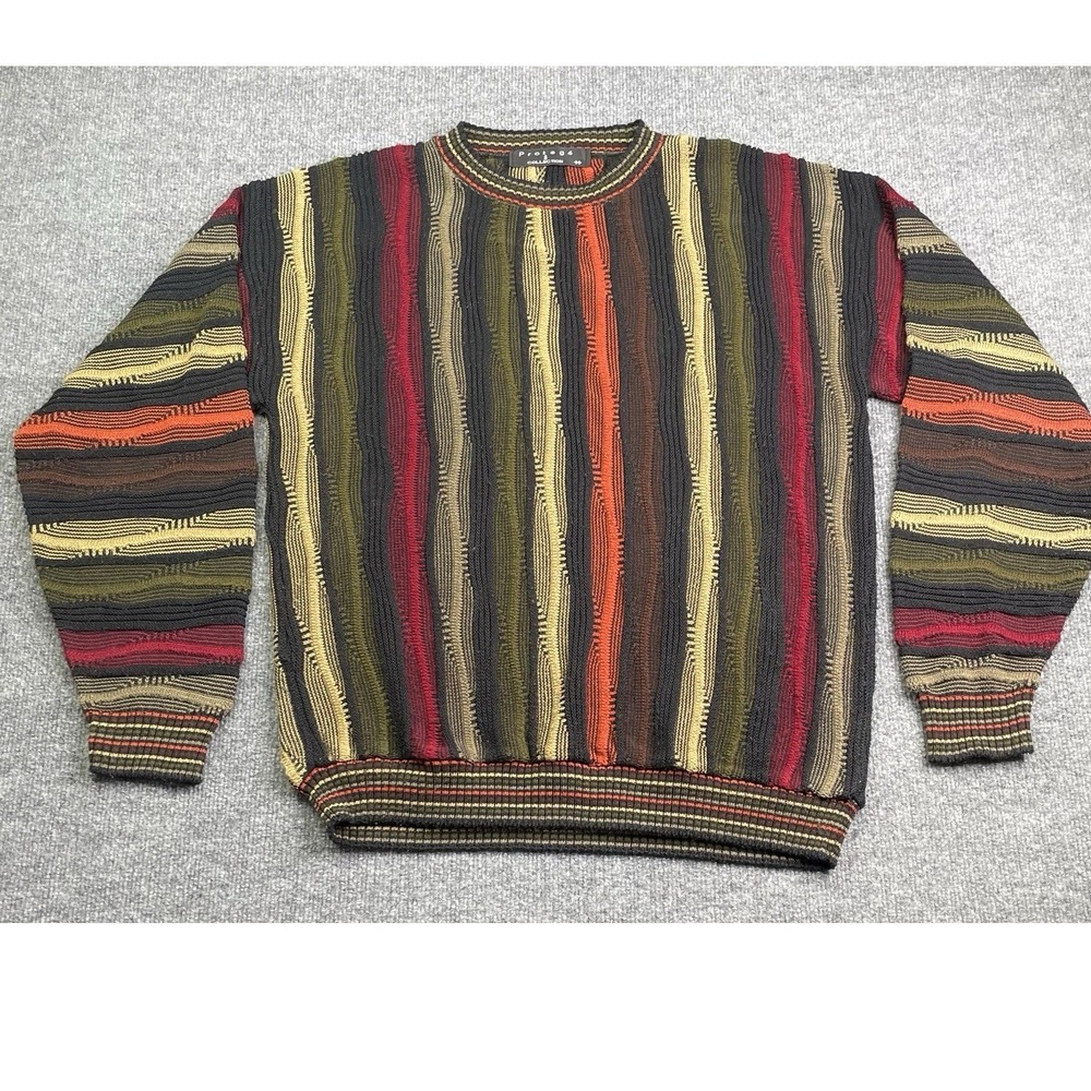 Protege Collection Sweater Mens Medium Multicolor 3D‎ Textured Knit Vintage USA
